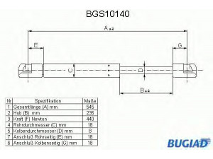BUGIAD BGS10140 dujinė spyruoklė, bagažinė 
 Priedai -> Bagažinė/pakrovimo skyrius
6 900 216, 6614161, 91ABA406A10B1E
