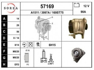 EAI 57169 kintamosios srovės generatorius 
 Elektros įranga -> Kint. sr. generatorius/dalys -> Kintamosios srovės generatorius
028903027S, 028903027T