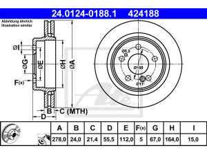 ATE 24.0124-0188.1 stabdžių diskas 
 Stabdžių sistema -> Diskinis stabdys -> Stabdžių diskas
124 423 08 12