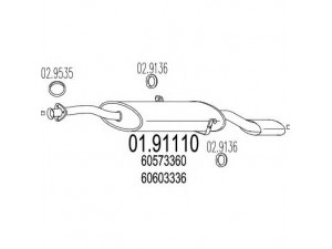 MTS 01.91110 galinis duslintuvas 
 Išmetimo sistema -> Duslintuvas
60573360, 60577371, 60603336