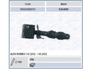 MAGNETI MARELLI 000043080010 vairo kolonėlės jungiklis 
 Vidaus įranga -> Rankinės/kojinės svirties sistema
153426080