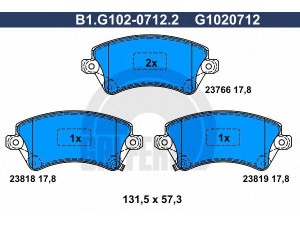 GALFER B1.G102-0712.2 stabdžių trinkelių rinkinys, diskinis stabdys 
 Techninės priežiūros dalys -> Papildomas remontas
04465-02061, 04465-02130