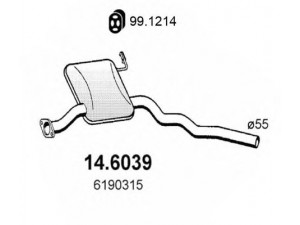 ASSO 14.6039 vidurinis duslintuvas 
 Išmetimo sistema -> Duslintuvas
1020013, 1020051, 1507187, 6190315