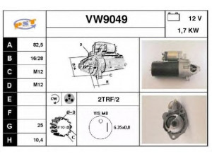 SNRA VW9049 starteris 
 Elektros įranga -> Starterio sistema -> Starteris
FMR8107017, 068911023P, 068911023PX