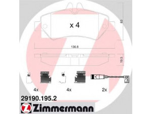 ZIMMERMANN 29190.195.2 stabdžių trinkelių rinkinys, diskinis stabdys 
 Techninės priežiūros dalys -> Papildomas remontas
004 420 69 20