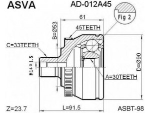 ASVA AD-012A45 jungčių komplektas, kardaninis velenas 
 Ratų pavara -> Sujungimai/komplektas
8D0498099, 8D0498099B