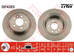 TRW DF4203 stabdžių diskas 
 Stabdžių sistema -> Diskinis stabdys -> Stabdžių diskas
SDB000870, SDB101100, GBD90847