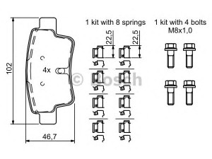 BOSCH 0 986 494 222 stabdžių trinkelių rinkinys, diskinis stabdys 
 Techninės priežiūros dalys -> Papildomas remontas
77363959, 77365464, 77363959, 77365464