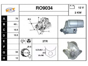 SNRA RO9034 starteris 
 Elektros įranga -> Starterio sistema -> Starteris
NAD100580