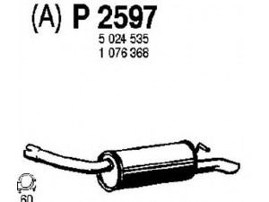 FENNO P2597 galinis duslintuvas 
 Išmetimo sistema -> Duslintuvas
1076368, 5024535, 6179848