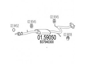 MTS 01.59050 vidurinis duslintuvas 
 Išmetimo sistema -> Duslintuvas
B37940300