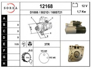 EAI 12168 starteris 
 Elektros įranga -> Starterio sistema -> Starteris
55186545, M1TA0171