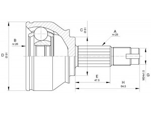 OPEN PARTS CVJ5647.10 jungčių komplektas, kardaninis velenas 
 Ratų pavara -> Sujungimai/komplektas
46308070, 60802035, 46308070