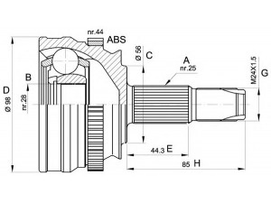 OPEN PARTS CVJ5153.10 jungčių komplektas, kardaninis velenas 
 Ratų pavara -> Sujungimai/komplektas
0060541802, 0060809609, 60541802