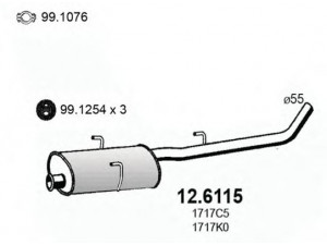 ASSO 12.6115 vidurinis duslintuvas 
 Išmetimo sistema -> Duslintuvas
1717C5, 1717C6, 1717K0, 1717L0