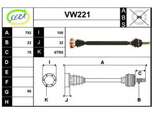 SERA VW221 kardaninis velenas 
 Ratų pavara -> Kardaninis velenas
1H0407272A, 1H0407272AX, 1H0407272M