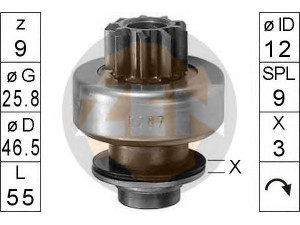 ERA 225108 laisvos eigos pavara, starteris 
 Elektros įranga -> Starterio sistema -> Starterių dalys
9405835568
