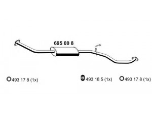ERNST 695008 vidurinis duslintuvas 
 Išmetimo sistema -> Duslintuvas
20300-AY105, 20300-AY110, 20300-AY115