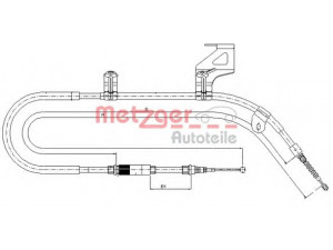 METZGER 10.9041 trosas, stovėjimo stabdys 
 Stabdžių sistema -> Valdymo svirtys/trosai
3BD 609 722