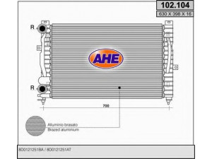 AHE 102.104 radiatorius, variklio aušinimas 
 Aušinimo sistema -> Radiatorius/alyvos aušintuvas -> Radiatorius/dalys
8D0121251BA
