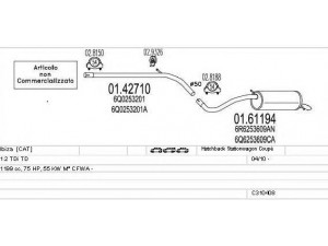 MTS C310408024020 išmetimo sistema 
 Išmetimo sistema -> Išmetimo sistema, visa