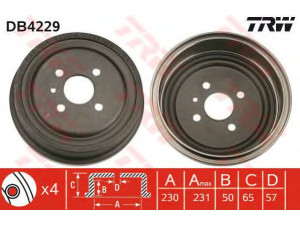 TRW DB4229 stabdžių būgnas 
 Stabdžių sistema -> Būgninis stabdys -> Stabdžių būgnas
568063, 568267, 90495034, 93189219