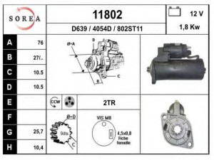 EAI 11802 starteris 
 Elektros įranga -> Starterio sistema -> Starteris
441040092196, 441040092206, GU0911023A
