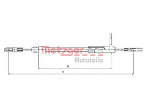 METZGER 10.9441 trosas, stovėjimo stabdys 
 Stabdžių sistema -> Valdymo svirtys/trosai
210 420 1085, 210 420 1485