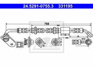 ATE 24.5291-0755.3 stabdžių žarnelė 
 Stabdžių sistema -> Stabdžių žarnelės
51540-65D00, 51540-67D00