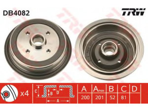 TRW DB4082 stabdžių būgnas 
 Stabdžių sistema -> Būgninis stabdys -> Stabdžių būgnas
811501615B, 893501615, 811501615B