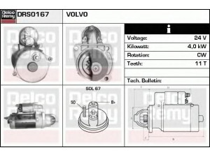 DELCO REMY DRS0167 starteris 
 Elektros įranga -> Starterio sistema -> Starteris
21067513, 21477589, 3978044, 85000446
