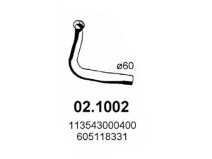 ASSO 02.1002 išleidimo kolektorius 
 Išmetimo sistema -> Išmetimo vamzdžiai
113543000400, 60518331