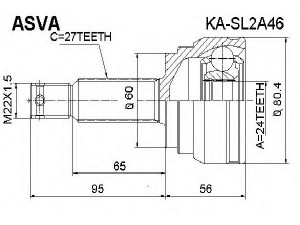 ASVA KA-SL2A46 jungčių komplektas, kardaninis velenas 
 Ratų pavara -> Sujungimai/komplektas
49501-2K400, 49591-2K450, 49591-2K450