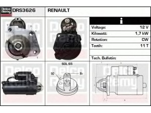 DELCO REMY DRS3626 starteris 
 Elektros įranga -> Starterio sistema -> Starteris
7700871055, 7701499616, 30821273