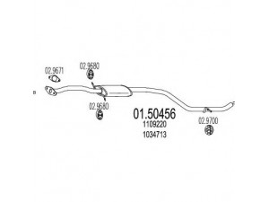 MTS 01.50456 vidurinis duslintuvas 
 Išmetimo sistema -> Duslintuvas
1034713, 1109220