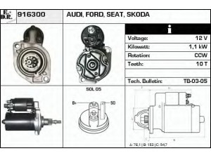 EDR 916300 starteris 
 Elektros įranga -> Starterio sistema -> Starteris
02A911023F, 02A911023FX