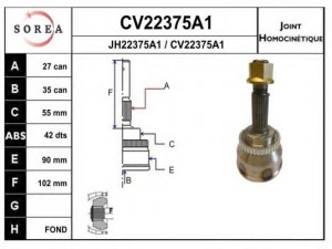EAI CV22375A1K jungčių komplektas, kardaninis velenas 
 Ratų pavara -> Sujungimai/komplektas