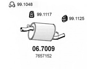 ASSO 06.7009 galinis duslintuvas 
 Išmetimo sistema -> Duslintuvas
50030029, 7657152, 7711037, 7713238