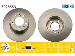 GIRLING 6025553 stabdžių diskas 
 Stabdžių sistema -> Diskinis stabdys -> Stabdžių diskas
34111158042, 34111159898, 34111161693