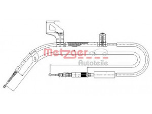 METZGER 10.7586 trosas, stovėjimo stabdys 
 Stabdžių sistema -> Valdymo svirtys/trosai
4B0 609 721M