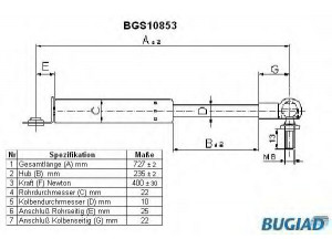 BUGIAD BGS10853 dujinė spyruoklė, bagažinė 
 Priedai -> Bagažinė/pakrovimo skyrius
04741-S2H 010