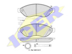 ICER 141803 stabdžių trinkelių rinkinys, diskinis stabdys 
 Techninės priežiūros dalys -> Papildomas remontas
4253.56, 4253.58, 7 736 401 4, 7 736 416 0