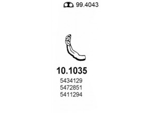 ASSO 10.1035 išleidimo kolektorius 
 Išmetimo sistema -> Išmetimo vamzdžiai
5411294, 5434129, 5434129V, 5472851