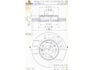 BREMBO 09.9131.11 stabdžių diskas 
 Stabdžių sistema -> Diskinis stabdys -> Stabdžių diskas
GJ6Y3325XA