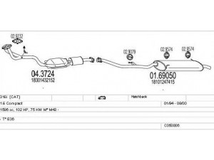 MTS C050006000706 išmetimo sistema 
 Išmetimo sistema -> Išmetimo sistema, visa