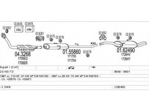 MTS C260408005542 išmetimo sistema 
 Išmetimo sistema -> Išmetimo sistema, visa