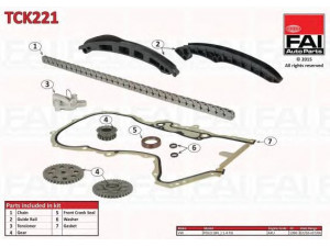 FAI AutoParts TCK221 pavaros grandinės komplektas 
 Variklis -> Variklio uždegimo laiko reguliavimo kontrolė -> Sinchronizavimo grandinė/įtempiklis/kreiptuvas -> Pavaros grandinės komplektas