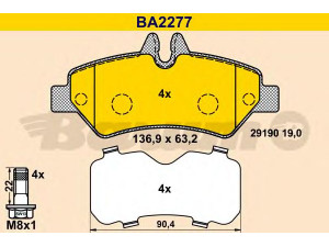 BARUM BA2277 stabdžių trinkelių rinkinys, diskinis stabdys 
 Techninės priežiūros dalys -> Papildomas remontas
004 420 69 20, 2E0 698 451