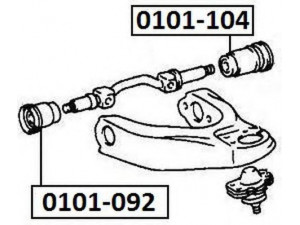 ASVA 0101-104 valdymo svirties/išilginių svirčių įvorė 
 Ašies montavimas/vairavimo mechanizmas/ratai -> Valdymo svirtis/pasukamosios svirties sujungimas -> Montavimas/sutvirtinimas
48635-28060