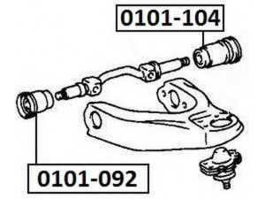 ASVA 0101-092 valdymo svirties/išilginių svirčių įvorė 
 Ašies montavimas/vairavimo mechanizmas/ratai -> Valdymo svirtis/pasukamosios svirties sujungimas -> Montavimas/sutvirtinimas
48632-28050